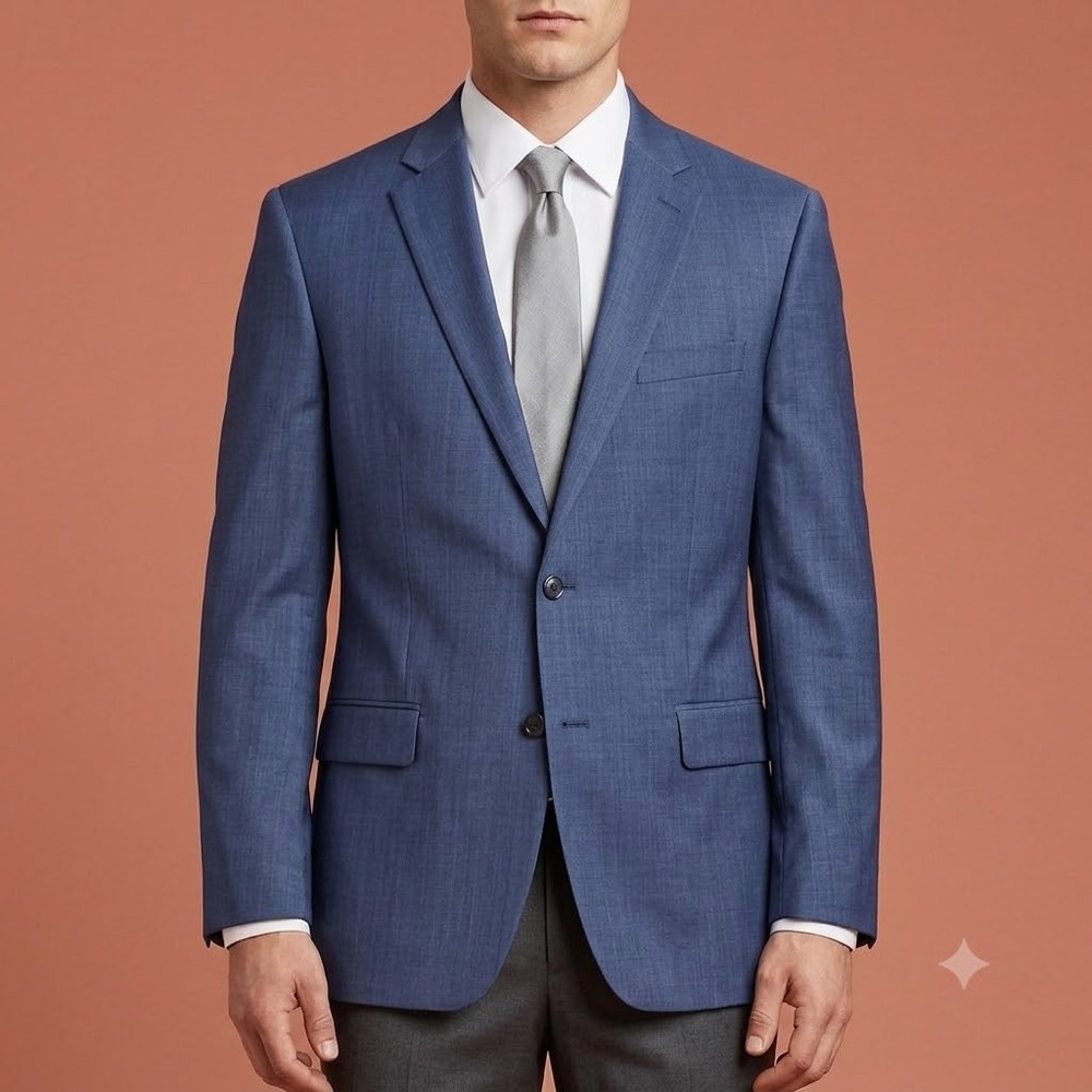 Michael Kors Sport Coat Mens 48R‎ Blue Wool Natural Stretch Blazer